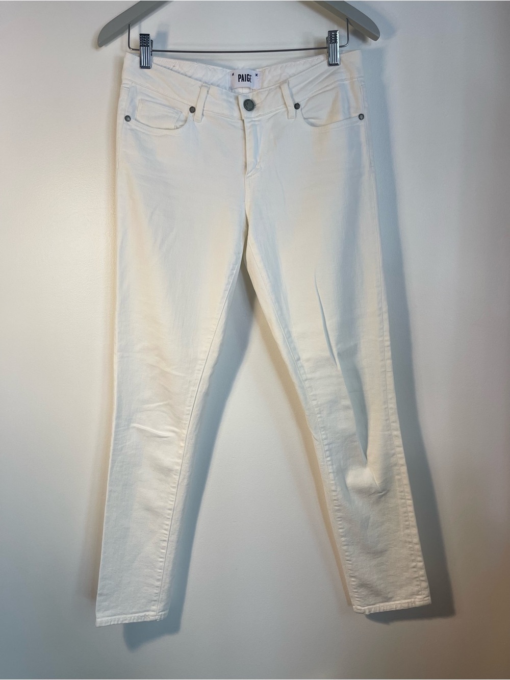 PAIGE Skyline Skinny White Stretch Jeans Mid Rise Denim Womens Size 28 / 30